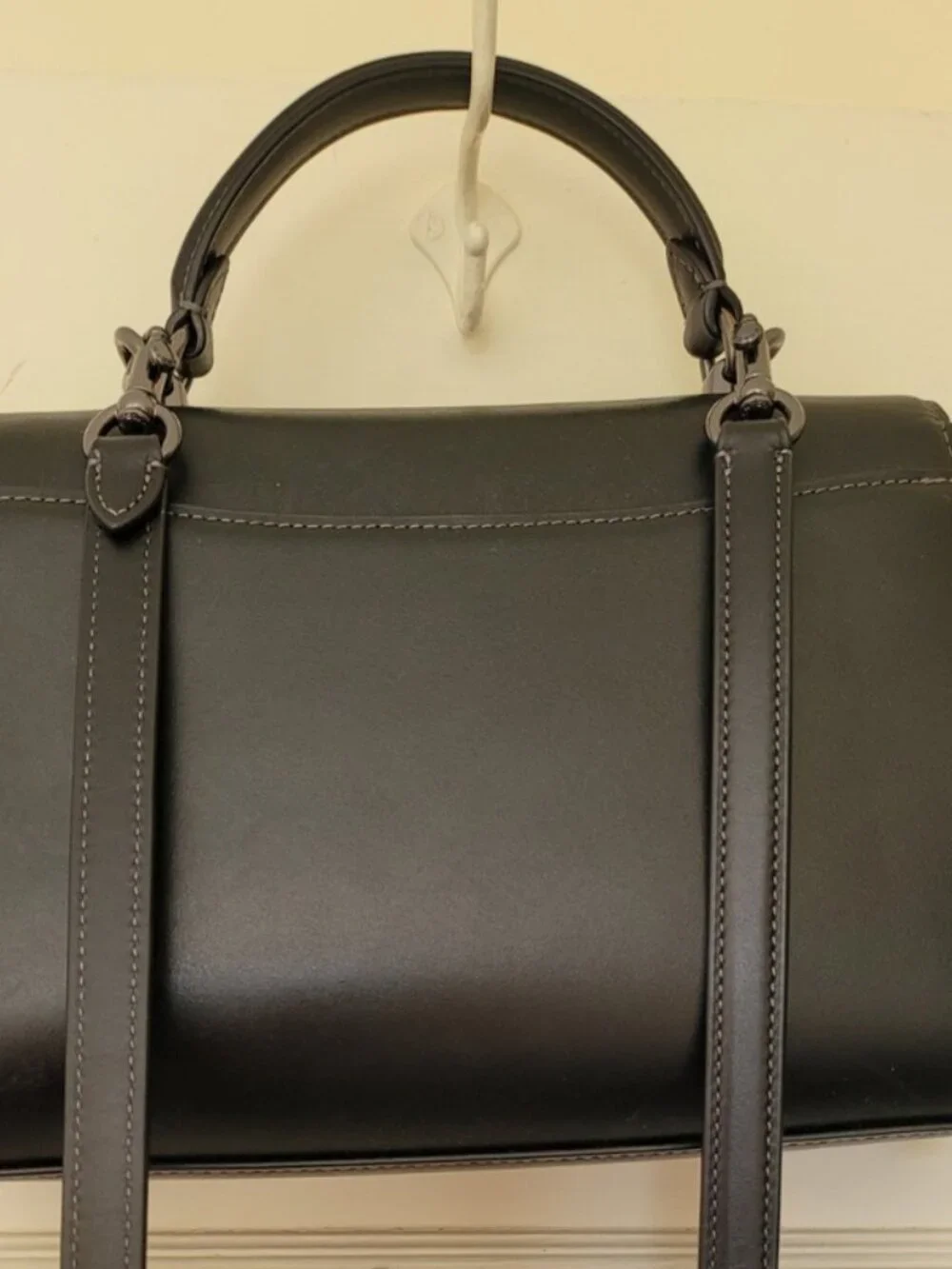 COACH ELIZA TOP HANDLE CROSSBODY BAG BLACK LEATHER EUC NEVER USED - Picture 10 of 14
